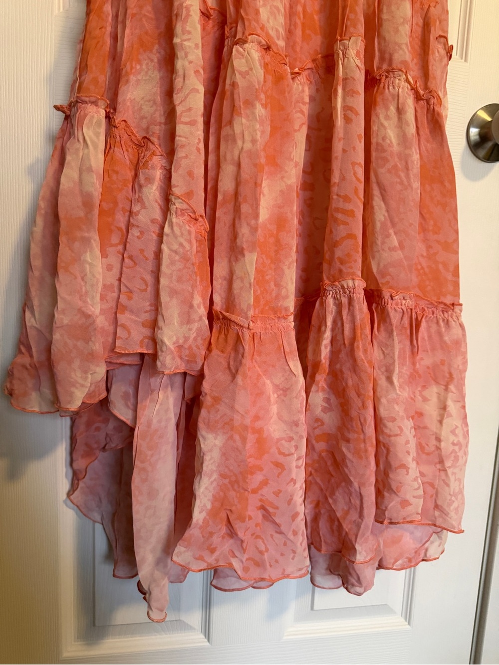 Anthropologie Pink Hanky Sheer Boho Tiered Asymmetrical Dress Size Small - Picture 5 of 8